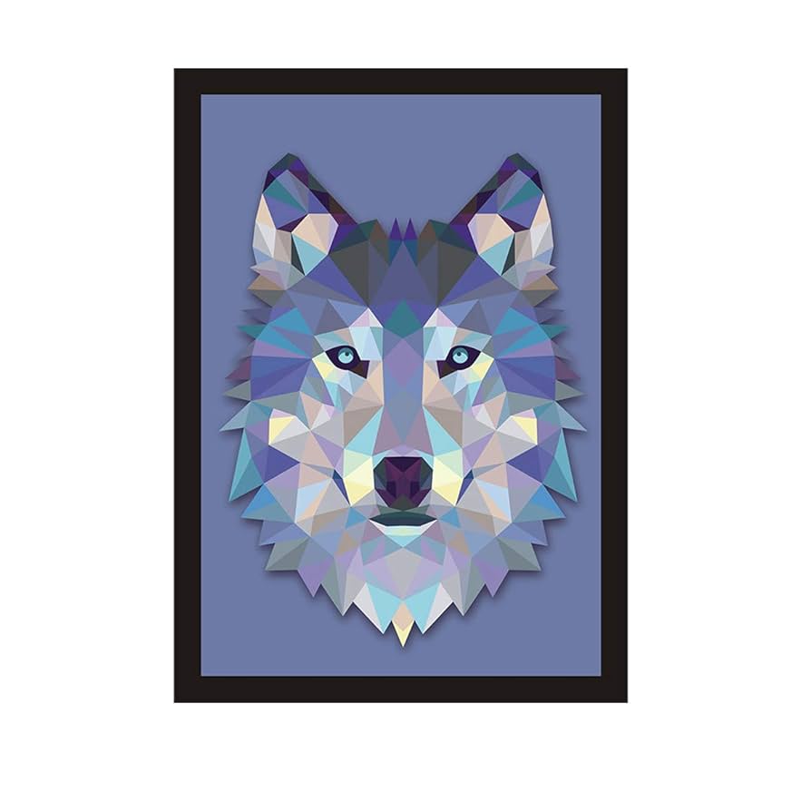 Amazon｜フレームなし カラーブロック 幾何学模様 オオカミ